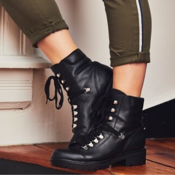 bleecker and bond Shoes - Bleecker and Bond Hazel black combat moto boots sz 9 1/2